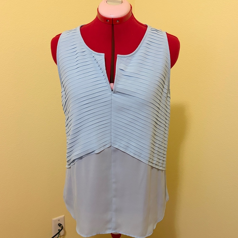Ann Taylor Pleated Light Blue Blouse